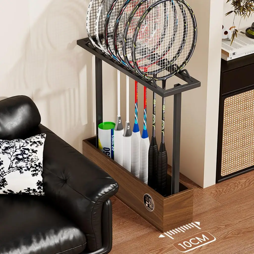 

Badminton Racket Floor Stand, Stable Iron Sport Equipment Organizer, Tennis Racket Holder for Club Gym Garages Kindergarten