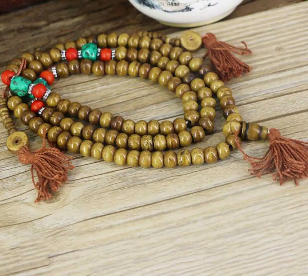 8mm Nepal Yak bone Buddhist beads 108 necklace sweater chain Karma Bohemian Fragrant Unisex Peace Men Prayer