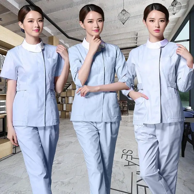 Women Solid Color Simplicity Nurse Working Clothes Split Set Hospital Staff Breathable Comfortable Top and Pants Uniform