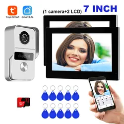 1080P TUYA 7 Inch 2 LCD Touch Screen Video Intercom Access Control Wifi Video Doorbell System Doorphone Door RFID Unlock Camera