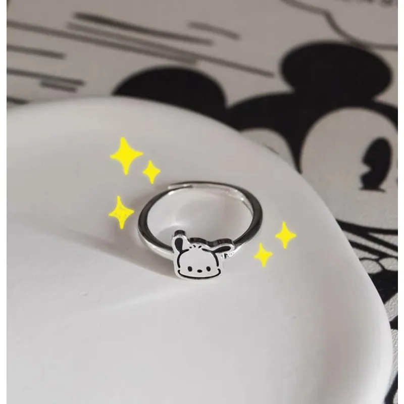 Cute Pochacoo Adjustable Ring Female Student Sweet Best Friend Gift Cartoon Anime Sanrio Ring Holiday Gift