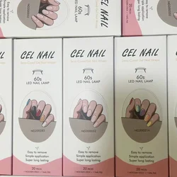20Tips Jelly Pink Fluorescent UV Semi-Cured Gel Nail Patch Pearl Gradient Nude Adhesive Slider Long Lasting Nail Art Stickers