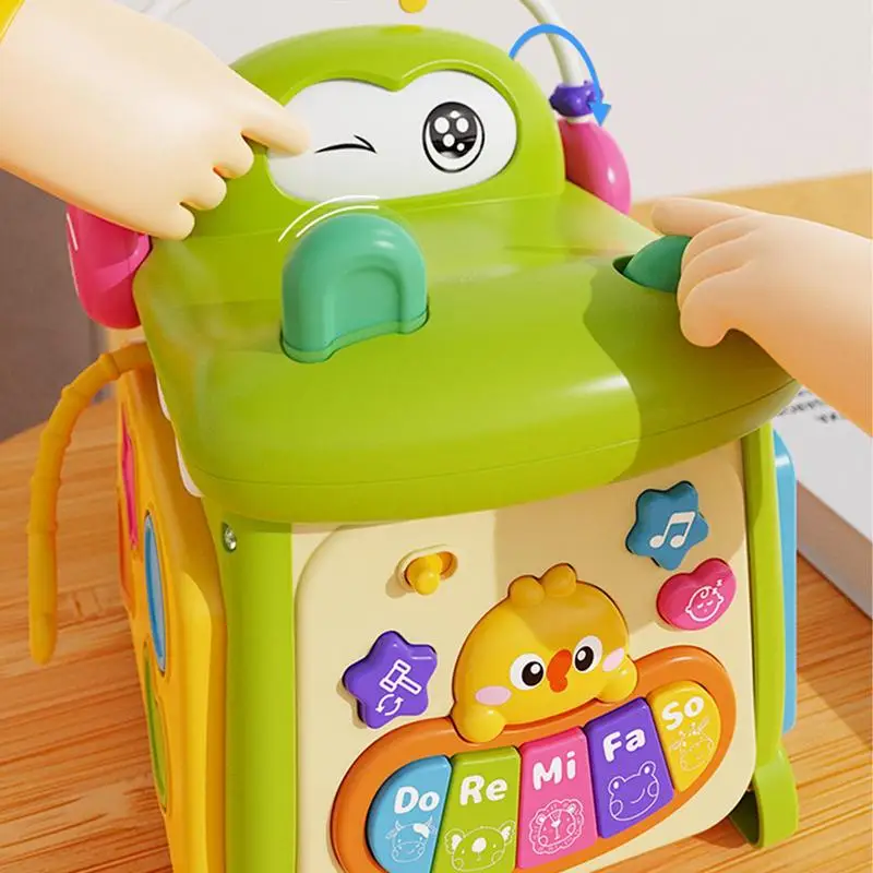 Play Cube Activity Center Multi-functional Interactive Busy Cube Musical Instruments Shape Sorter Travel Toy Educational