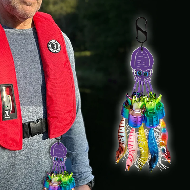 Electroplating Squid Jig Bait Protector Kit L Size 6pcs Punk Color Webfoot Octopus Egi Hooks Cover Cuttlefish Umbrella Lure Cap