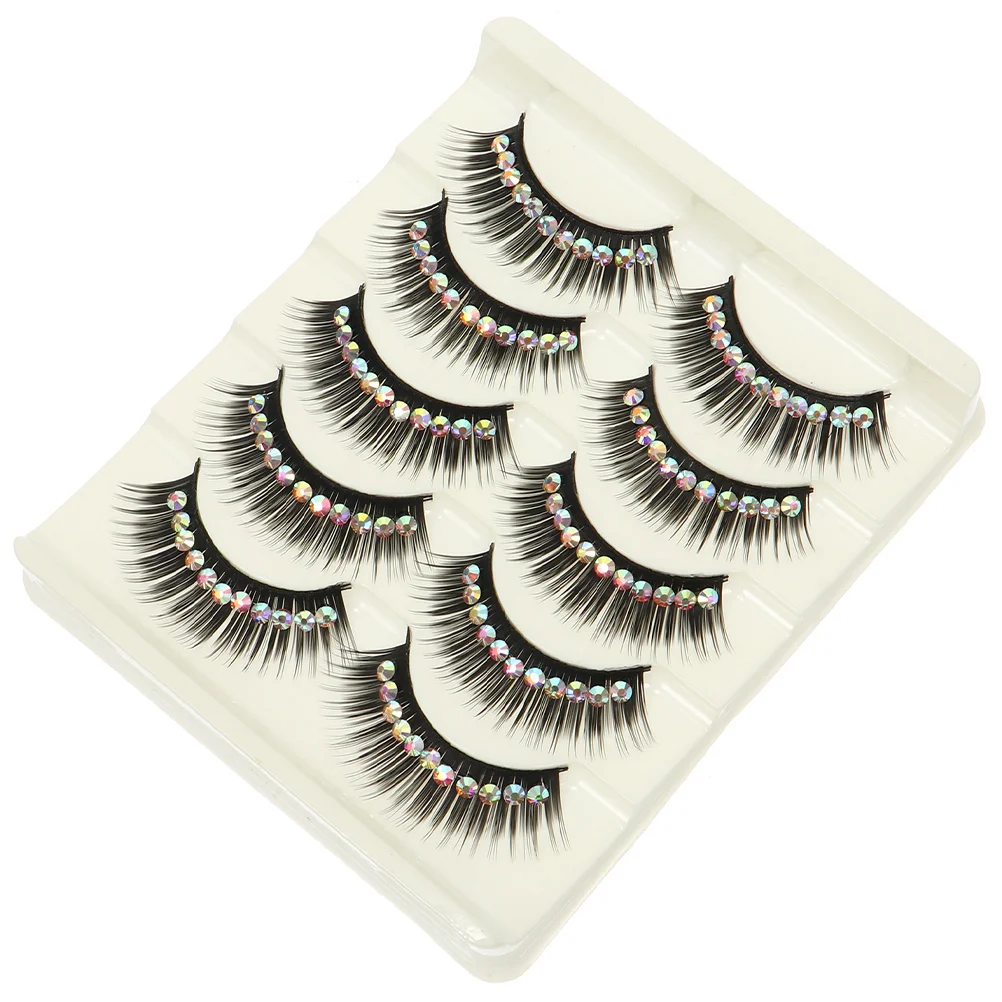 False Lashes Long Shiny Eyelash Extensions For Women Girls Party Cosplay Halloween Makeup Artificial Lashes Rhinestone