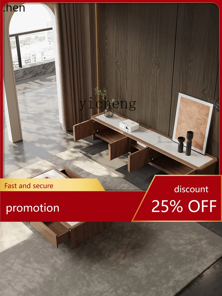 

HXL TV cabinet living room home rock slab TV coffee table combination solid wood floor cabinet