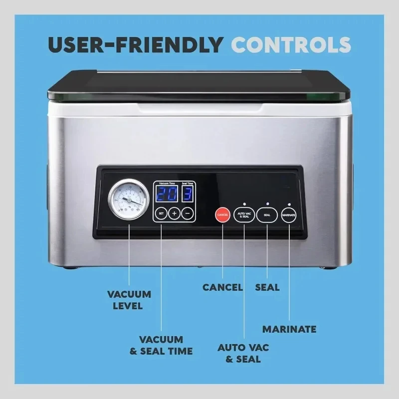 Serie di macchine per sigillatura sottovuoto a camera per alimenti, confezionatrice sottovuoto, barra sigillante sottovuoto compatta