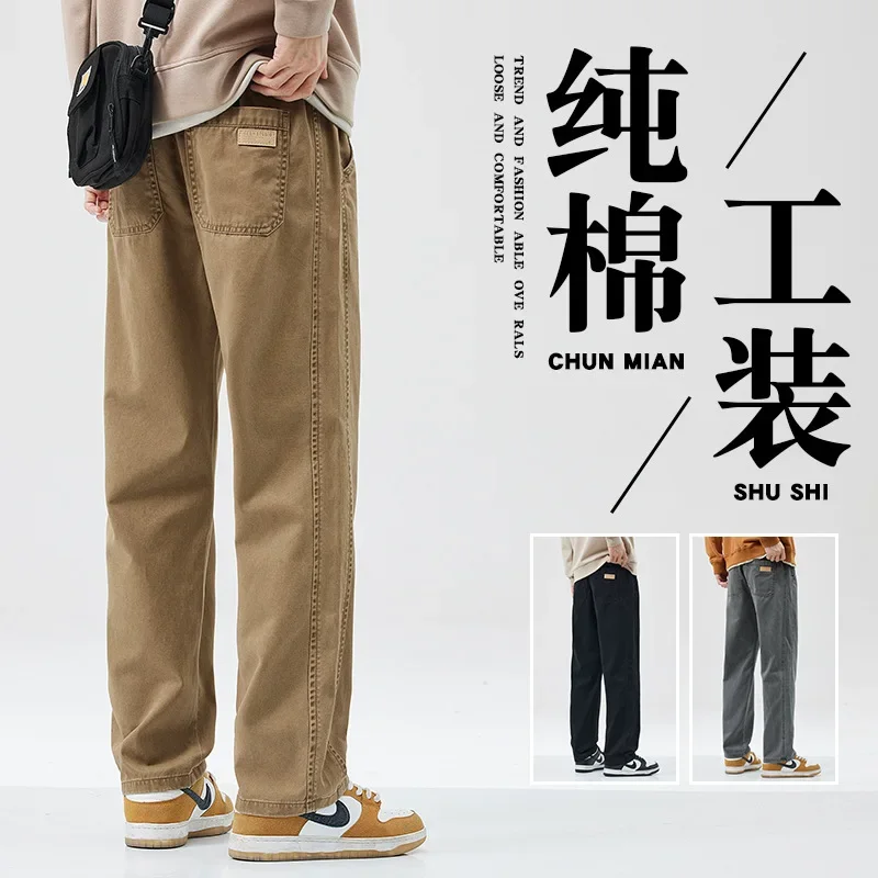 

Korean Fashion Men's Casual Pants New Retro Workwear Pants American High Street Cargo Pants Men Clothing Y2k Streetwear