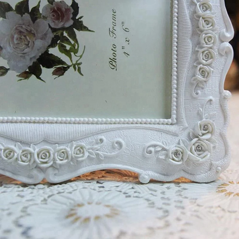 กรอบรูปสีขาวย้อนยุค6นิ้วกรอบรูปจอแสดงภาพโปสเตอร์ตกแต่งบ้านแขวนผนังกรอบรูป