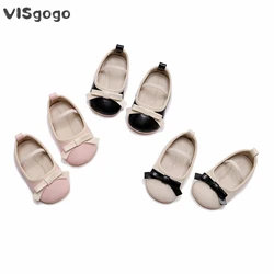 VISgogo Baby Girl Princess Shoes Premium PU Mary Jane Flats Infant Bow First Walker Crib Shoes for Party Festival Baby Shower