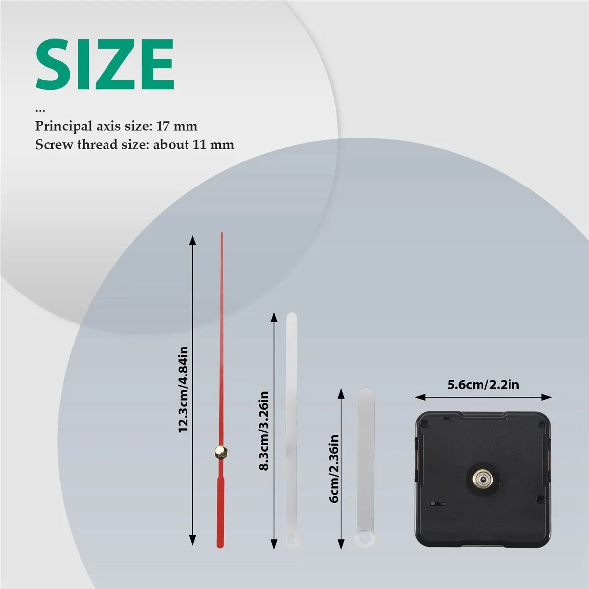 ABQR Clock Movement Mechanism with White Hour Minute Red Second Hand DIY Tools Kit