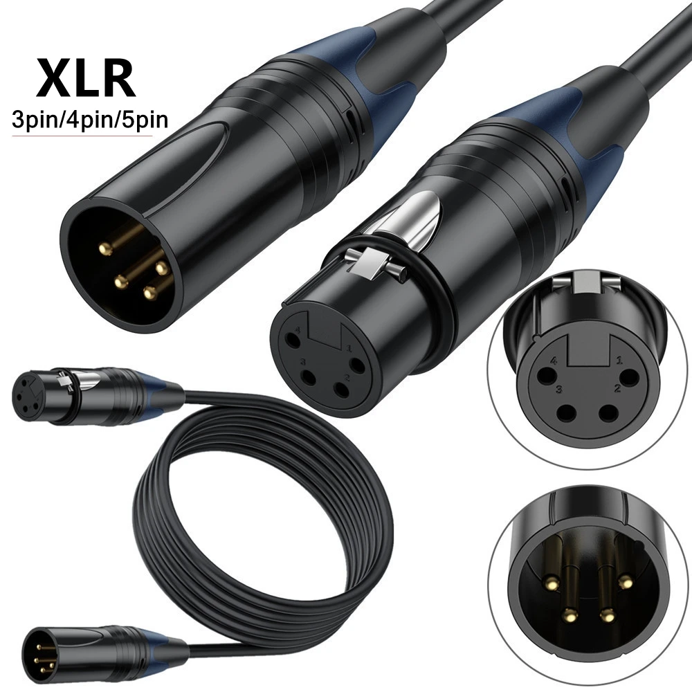 XLR 3pin 4Pin 5pin męski na żeński kabel zasilający przedłużacz 1m 2m 5m-30m do monitorowania lustrzanka cyfrowa konsola miksująca audio DMX