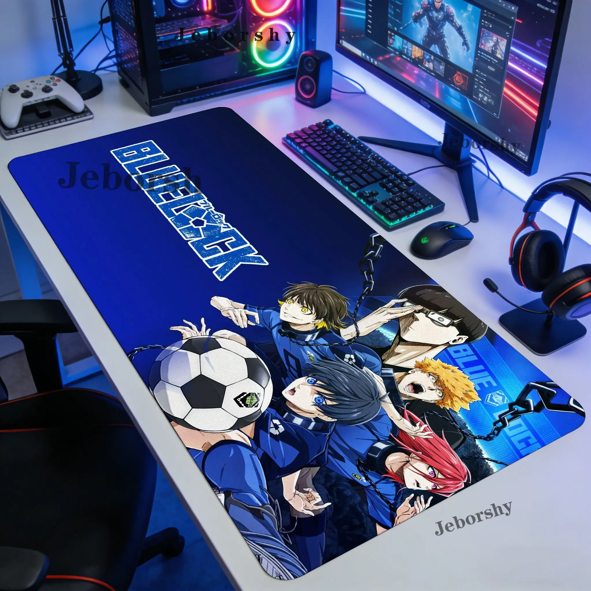 Anime Blue Lock Mouse Pad Non-slip Locking Edge DeskMat PC Laptop Accessories Rubber Office Keyboard Large Game XXL carpet - view 5