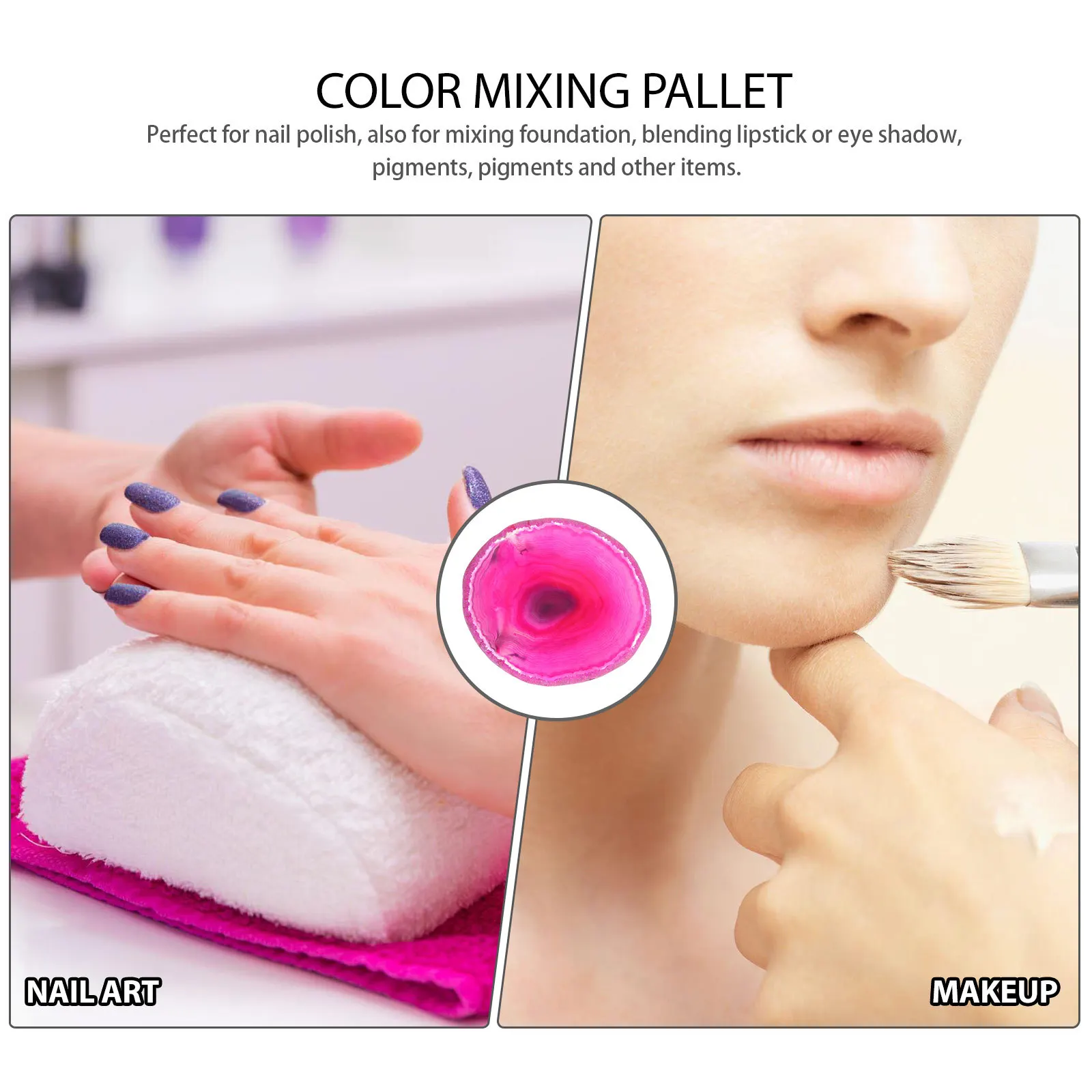

Practical Nail Art Pallet Manicure Color Mixing Plate Diy Tool For Nail Polish Lipstick Foundation Pigments Agate Craft Durable