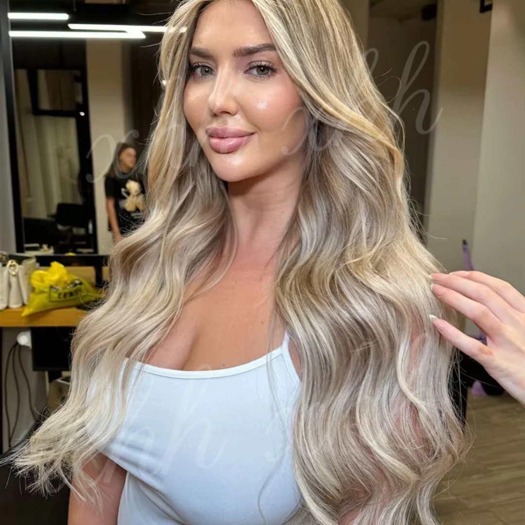 Natural HD Lace Highlight Blond 24Inch Wave Wig for Women Pre-Plucked Transparent Lace Frontal Versatile Hair Wig