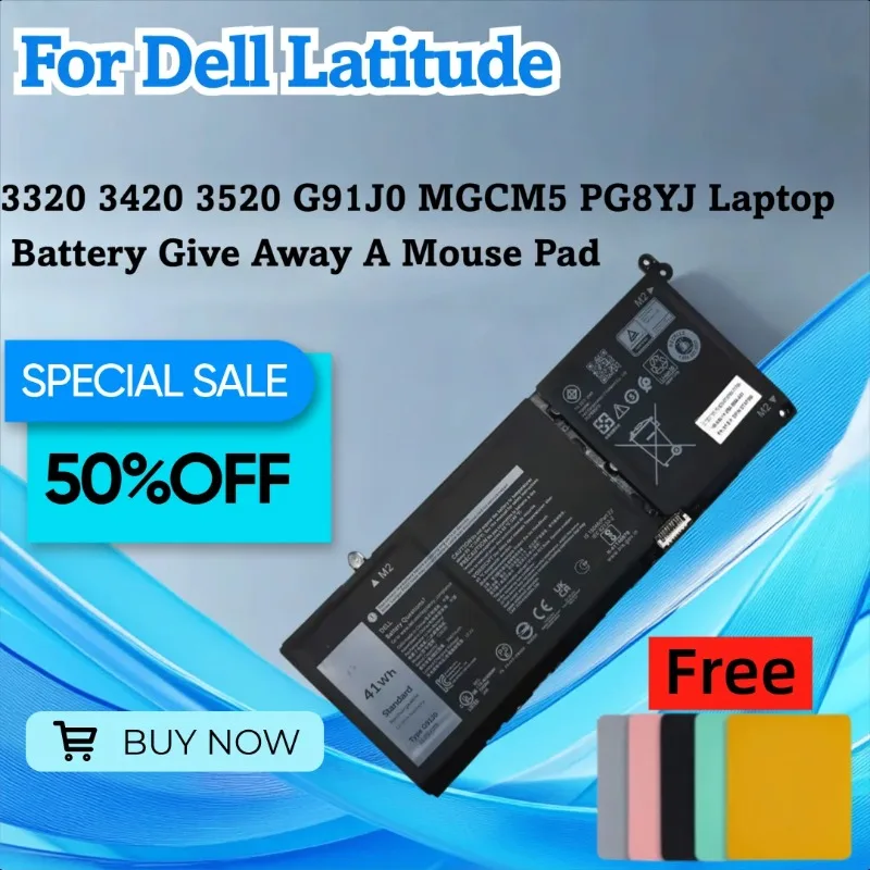 

Для Dell Latitude 3320 3420 3520 G91J0 MGCM5 PG8YJ аккумулятор для ноутбука подает коврик для мыши