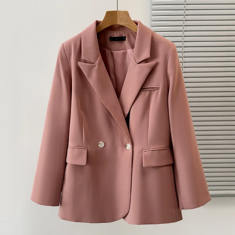 Large Size 4XL Fashion Ladies Blazer Women Green Gray Yellow Black Long Sleeve Double Breasted Female Casual Coat Jacket