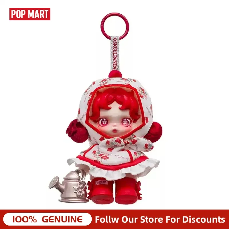 Authentique POP MART Skullpanda Amid Flowers Petals In Four Acts Blind Box Pendentif Rétro Étui pour Écouteurs Décoration Tendance Objets de Collection