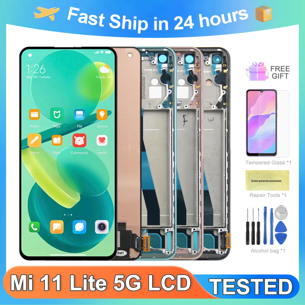 For Xiaomi 6.55\'\'Mi 11 Lite 5G For  Mi 11 Lite M2101K9G LCD Display Touch Screen Digitizer Assembly Replacement