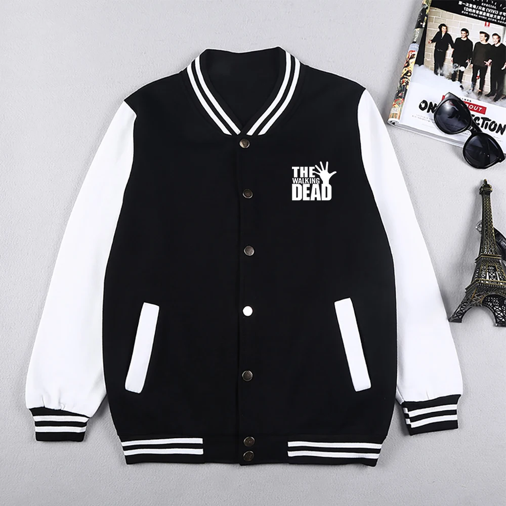 The Walking Dead Prints Wings Mens Jackets Fashion Casual Clothing Loose Oversized Baseball Uniform S-5XL Street Sportswear Man