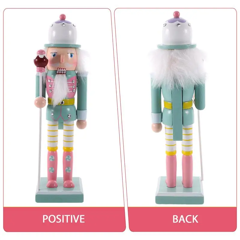 Nutcracker Christmas Soldier Ornament Centerpieces Bookshelf Tabletop Soldiers Xmas Figure Table Walnut Holiday Statue Wooden image 2