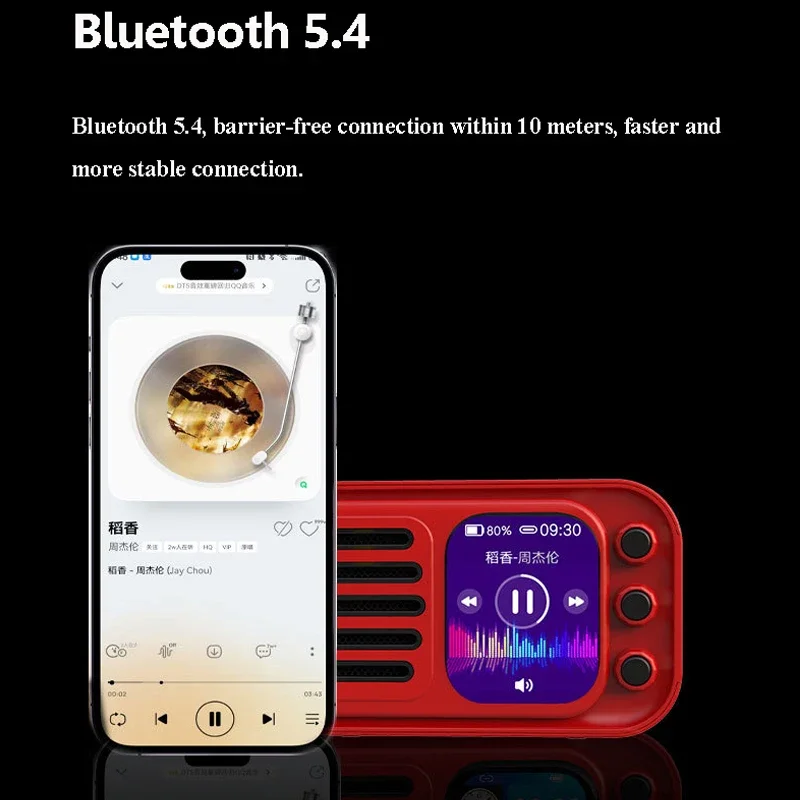 Hifi Wireless Music Bluetooth Speakers Retro Portable Touch Screen FM Radio Card Subwoofer with Lyrics Display Alarm Clock Audio
