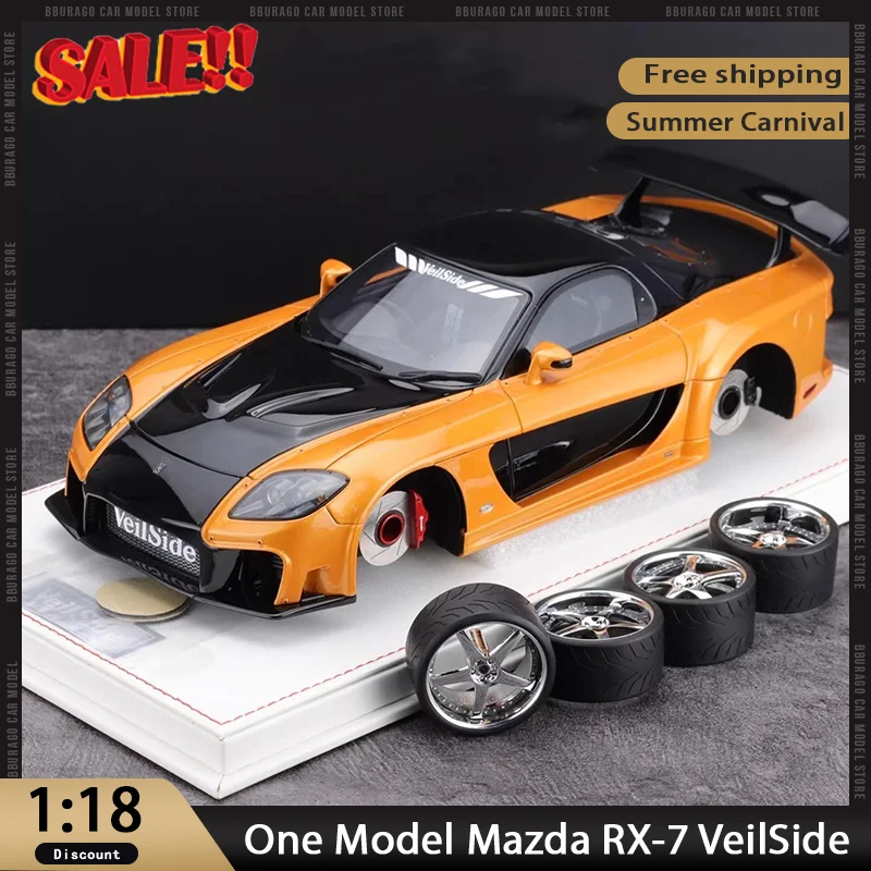 

Новая модель 1:18 Mazda RX-7 VeilSide Fortune The Fast and The Furious Han's Car, модель игрушки из смолы, коллекция фильмов Tokyo Drift