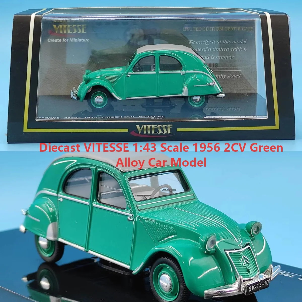 Diecast VITESSE 1:43 Scale 1956 2CV Green Alloy Car Model