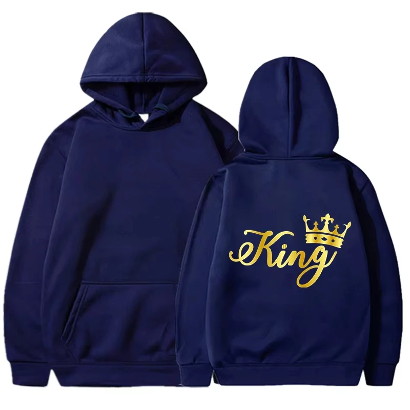 

Новые толстовки с капюшоном King Queen, унисекс, для пар, в стиле Harajuku, с длинными рукавами, на День святого Валентина