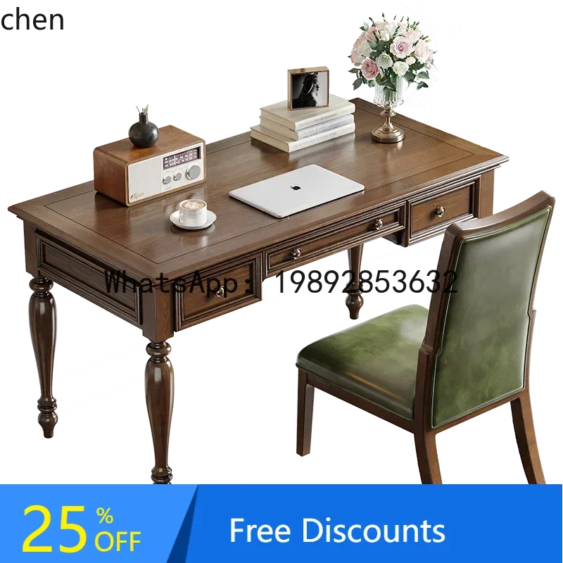 

LYY Solid Wood Study Bedroom Desk Household Small Unit Computer Book Desk Chair Student Writing Desk