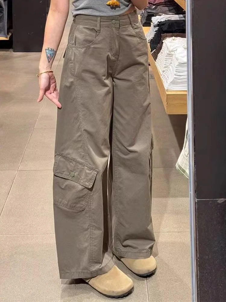 

American Retro Brown Blade Pants Men Women Cleanfit Multiple kets Drapey Workwear Straight Leg Wide Leg Jeans Casual Sle