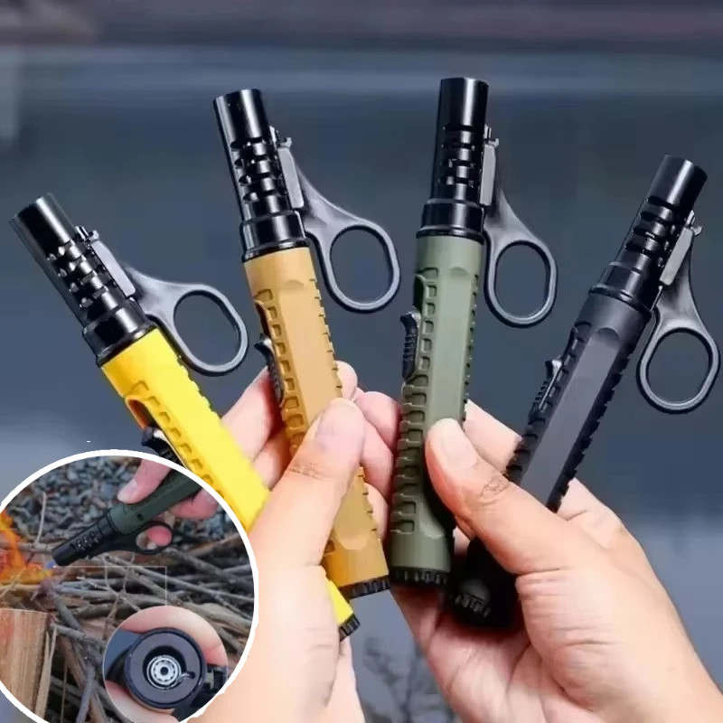 

1300 ° Портативная походная зажигалка C, ветрозащитная, многоразовая, на бутане, для приготовления пищи на природе, костров и снаряжения для выживания