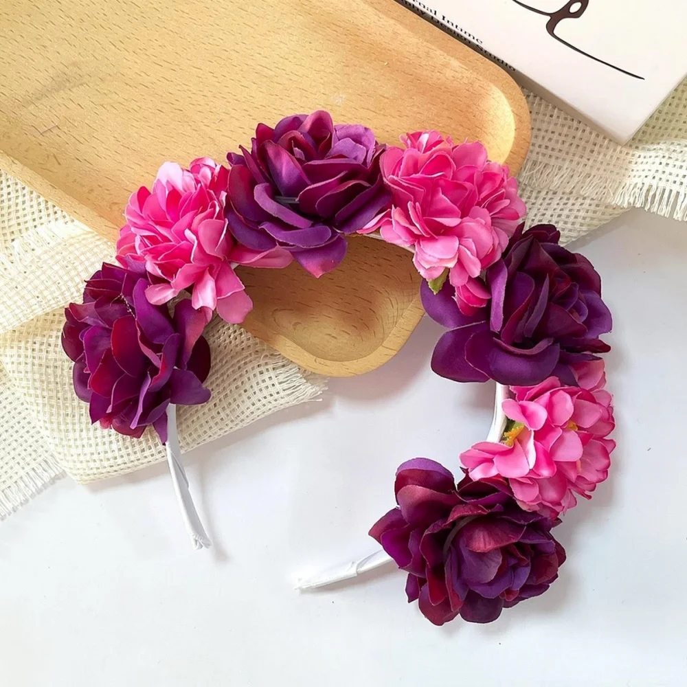 Modisches Rosenblüten-Stirnband für Damen, Braut-Blumenkranz, Bohemian Haaraccessoire, Hochzeits- und Festival-Kopfschmuck, Party-Deko – Detail 11