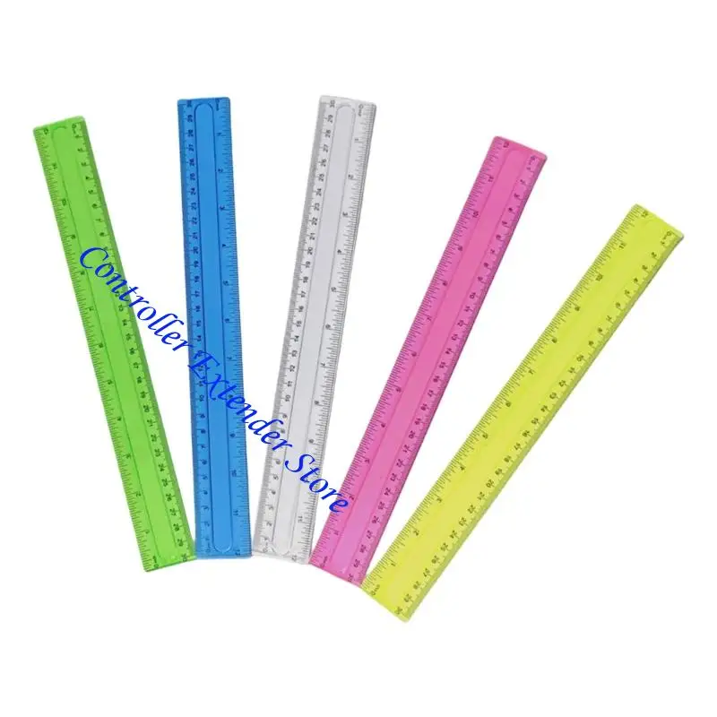 N84b 4pcs 12inch الحكام Clear حاكم الرياضيات ملونة السحب مع مقياس سنتيمترات بوصة لرسم قياس الصياغة