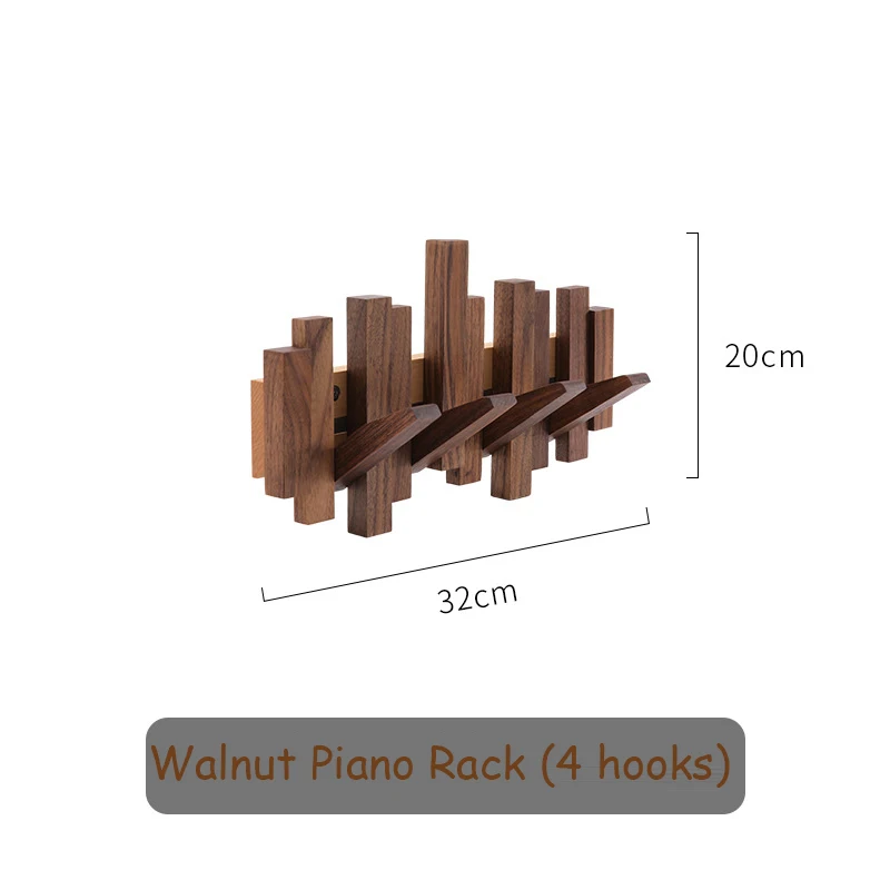 Wandkapstok van walnoot hout met magnetische ophanghaak voor entree, badkamer, hoed, handdoek, tas, houten houder