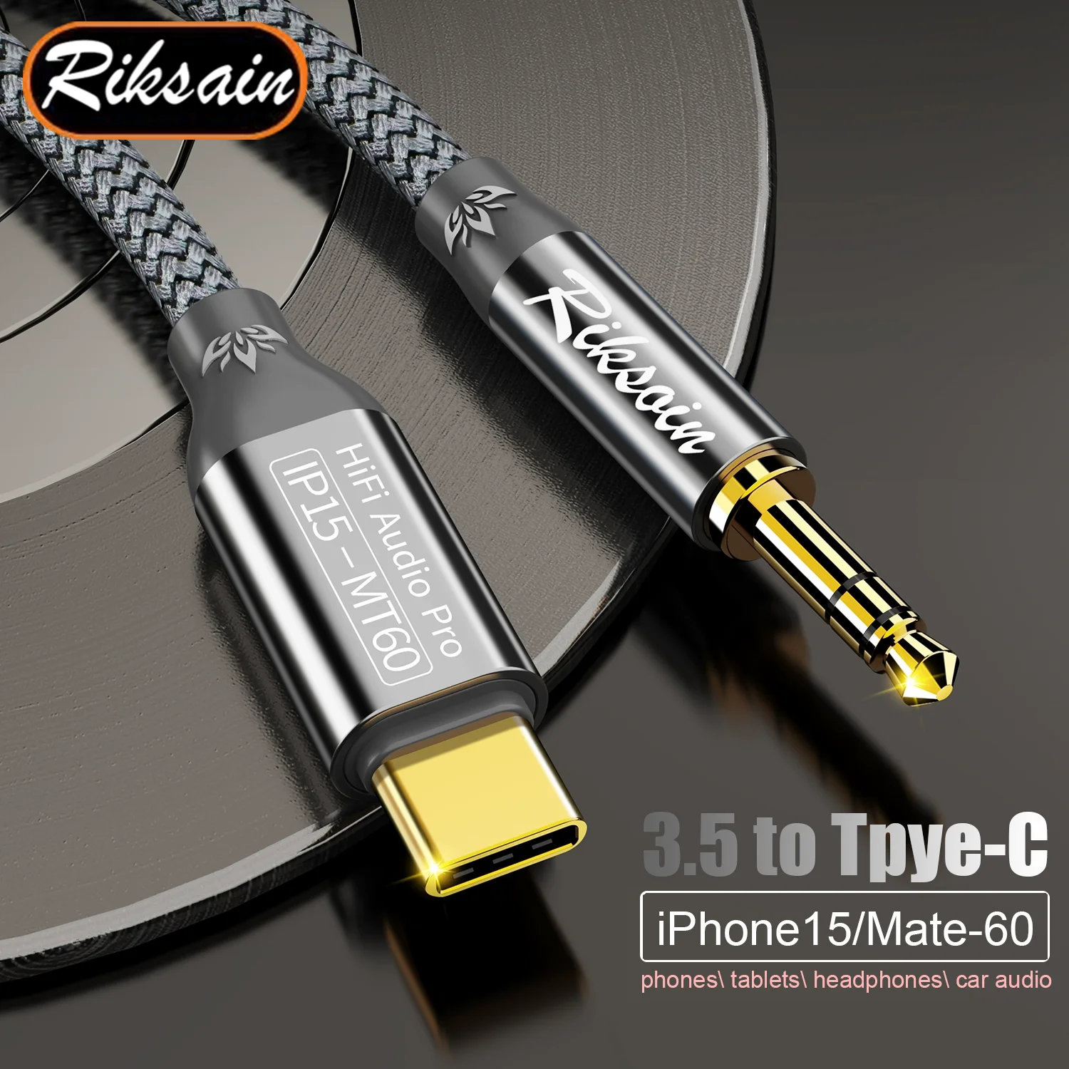 Cable auxiliar de Audio USB tipo C a 3,5mm, Cable estéreo de 3,5mm para IPhone 15 Pro Max, 15 Plus, Samsung Galaxy S23, S22, S21, S20, IPad Pro