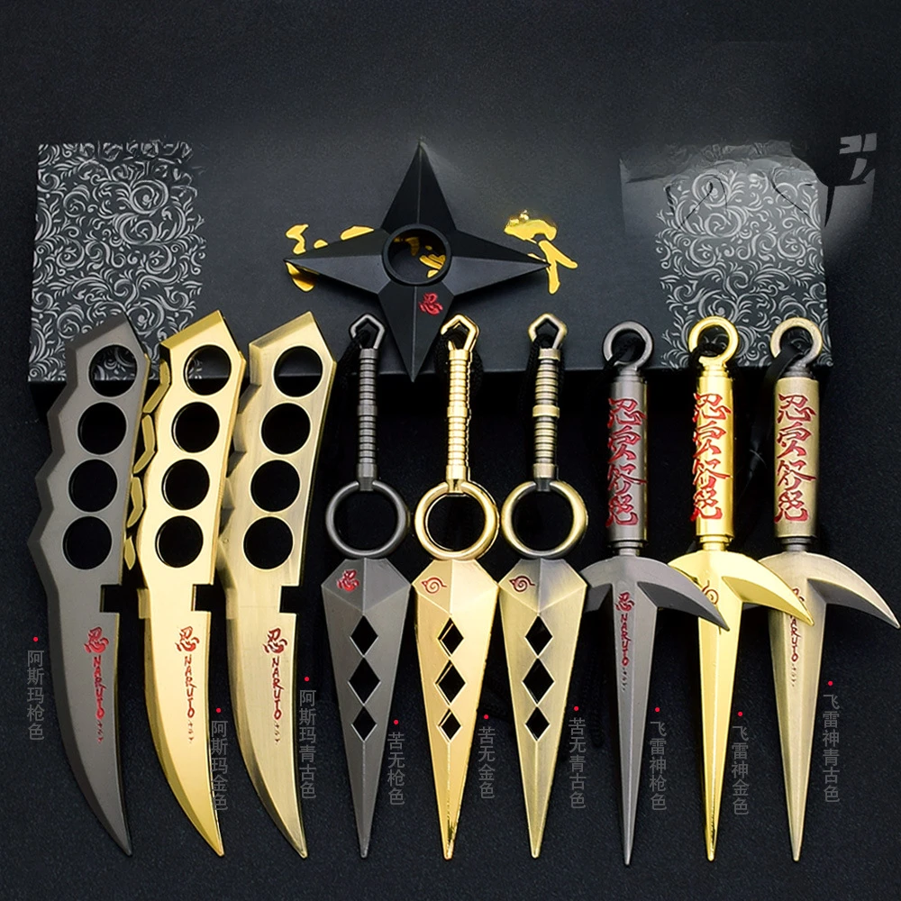 

7inch game naruto weapon asma alloy craft model with holster shuriken metal ornaments Namikaze Minato cospaly prop kunai toys