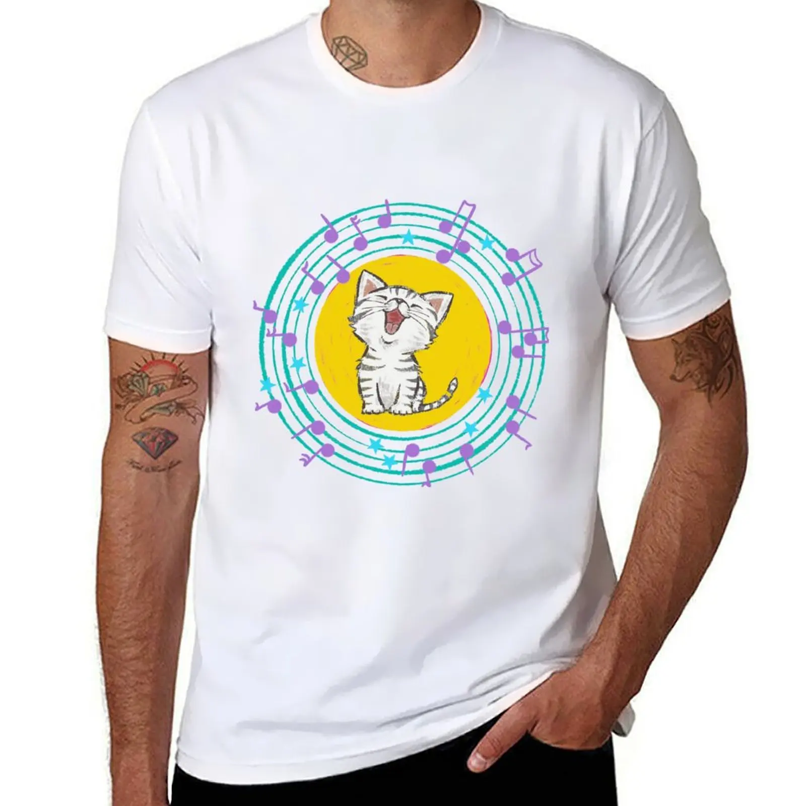 

shirts heavy singing Cat man graphic t shirt t T-Shirt cotton man