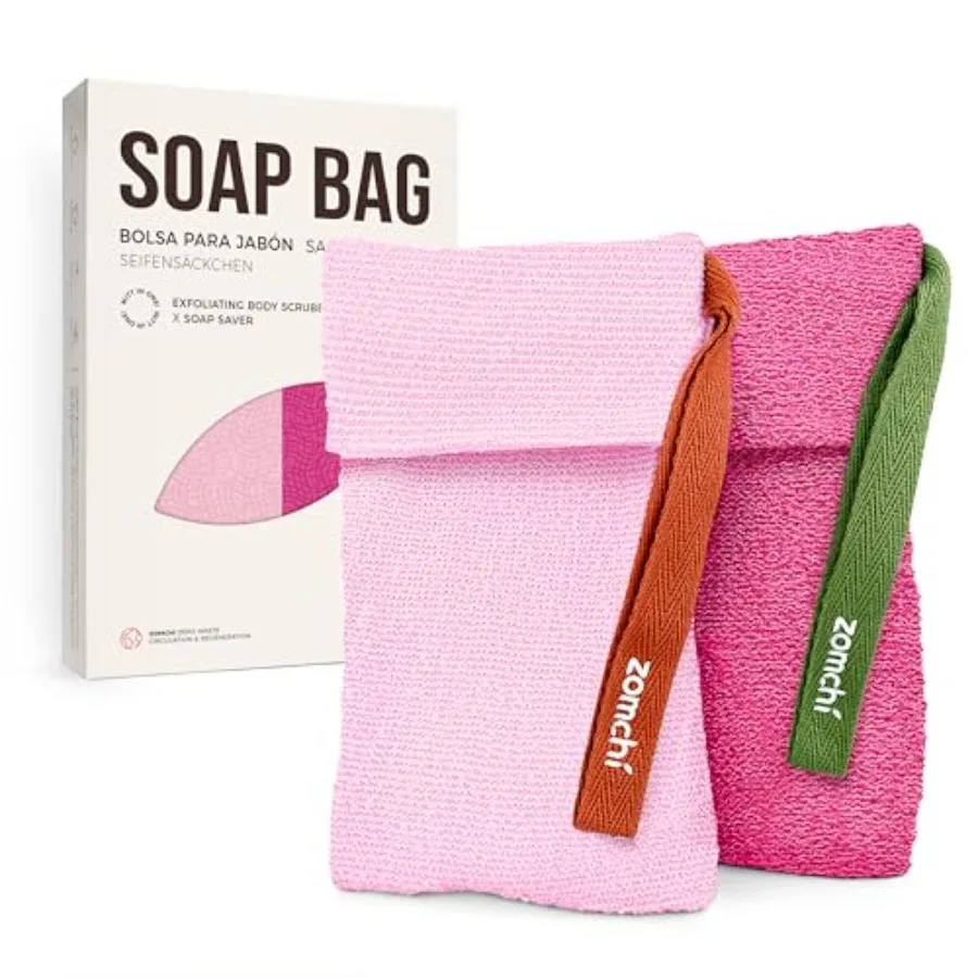 

Soap Bags, Soap Savers for Bar Soap with Different Exfoliating Level, Soap Pouch for Body Wash 2 Pieces, Pink