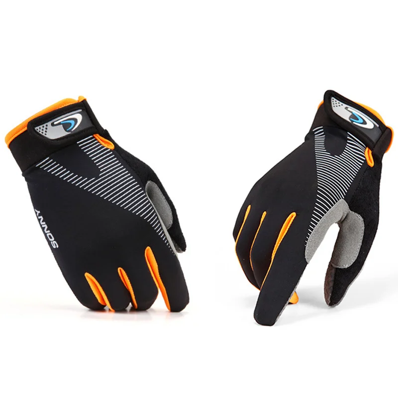 

Nonslip Cycling Gloves Full Finger Black Orange Size L Breathable Antiskip Wearresistant Mountain Bike