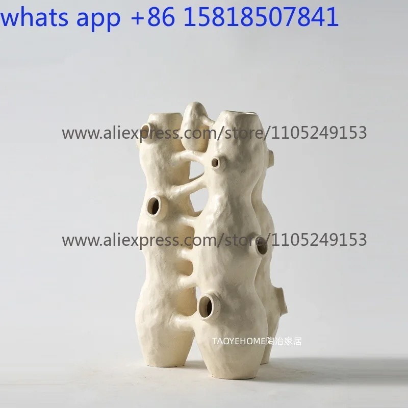Simple ceramic stacking stone flower home ball flower ware art decoration ornament