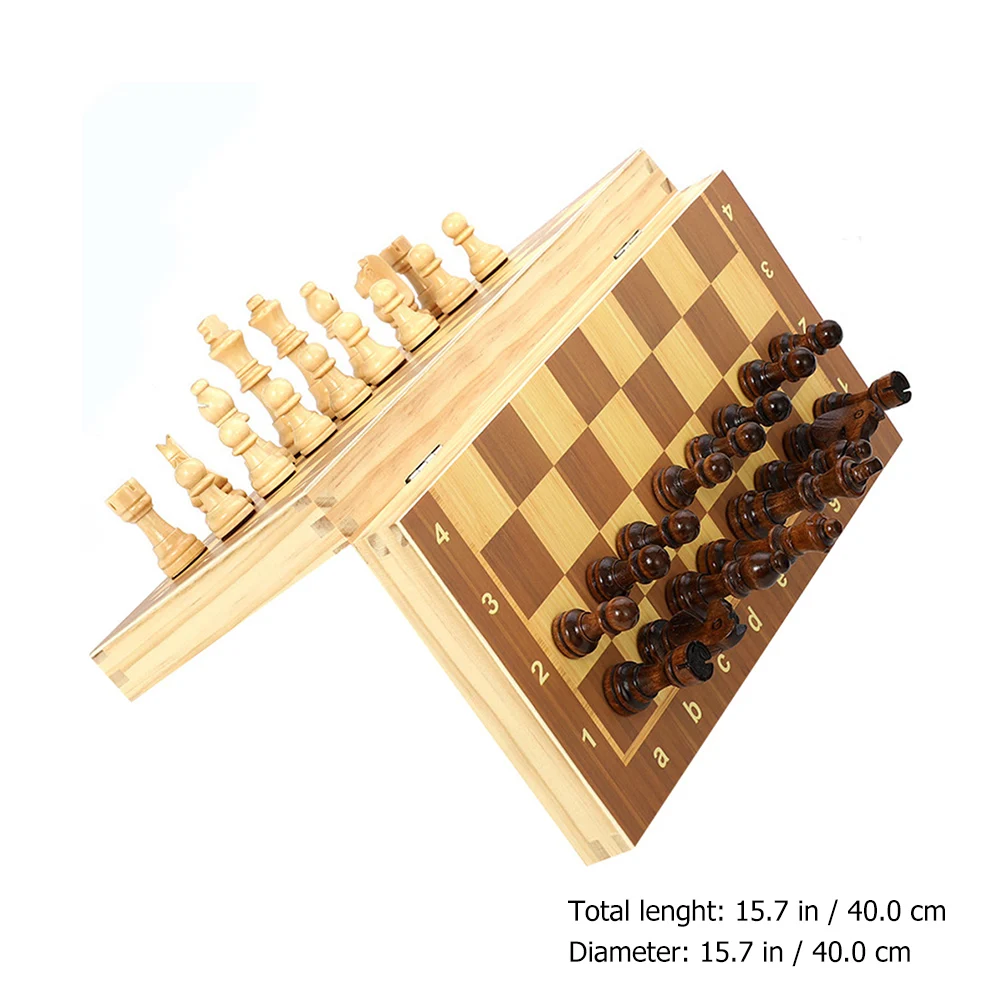 

Magnetic Wooden Chess Set Foldable Educational Toy High Quality Wood Material Portable Kids Board