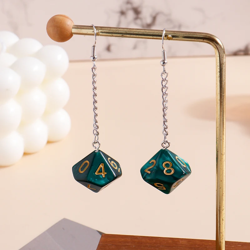 Lustige Acryl-Zahlenwürfel-Tropfenohrringe für Frauen, lange baumelnde Ohrringe, Ohrbügel, Mädchen, Party, Urlaub, Schmuck, Geschenke – Detail 16