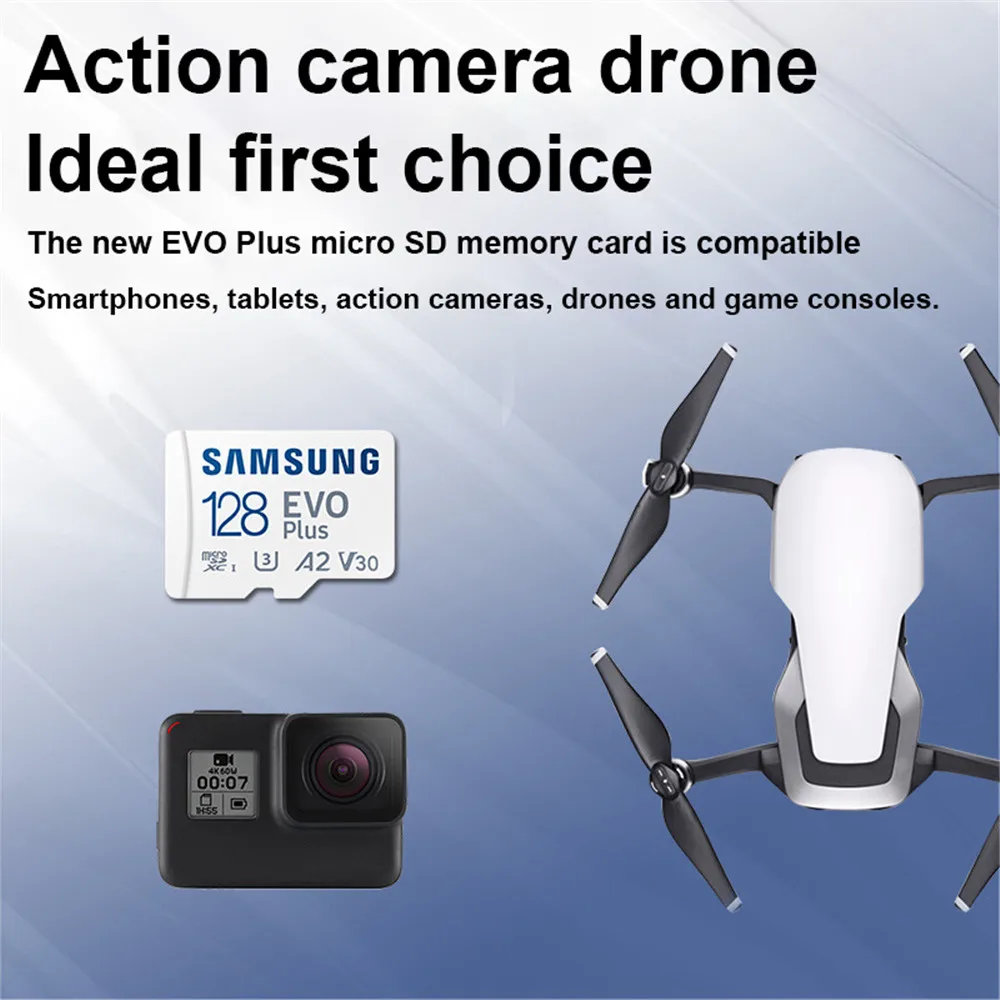 سامسونج EVO PLUS Pro 256GB 128GB A2 512GB U3 4K مايكرو SD A1 64GB U1 مايكرو SD بطاقة SD/TF بطاقة فلاش بطاقة الذاكرة microSD ل DJI