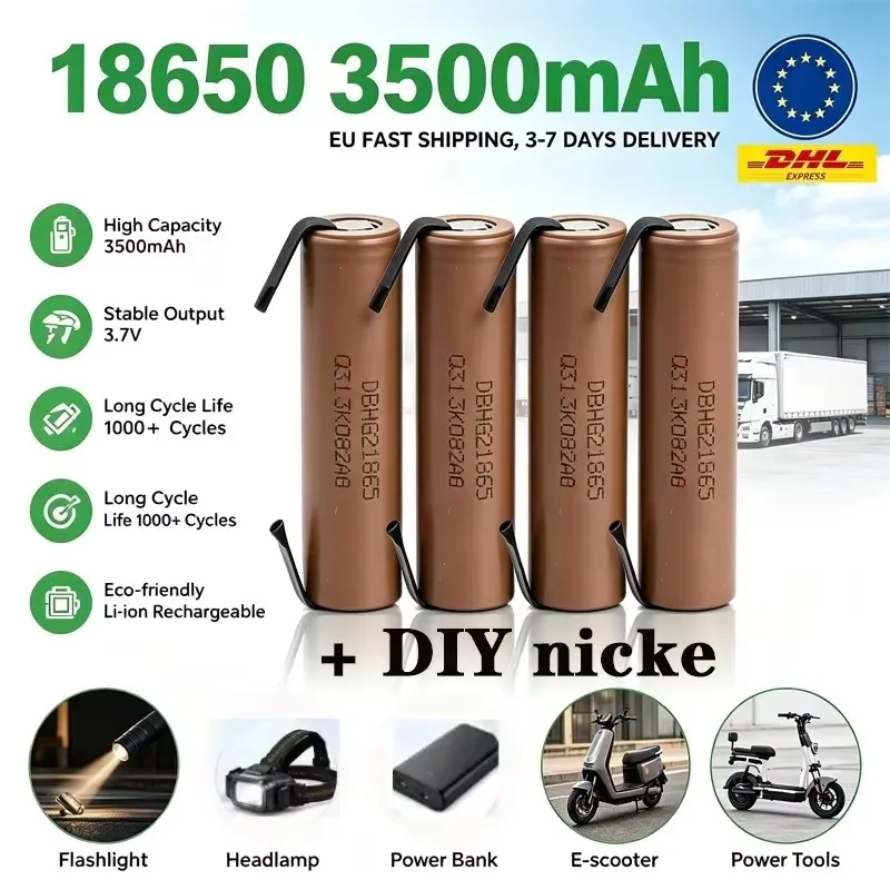 Livraison rapide depuis l'entrepôt local HG2 18650 3500 Mah, batteries rechargeables à décharge élevée, 30A, batterie pour outils électriques, batterie pour tournevis
