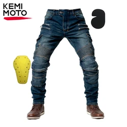 Motorcycle Men Pants Motocross Summer Jeans With Protective Gear Motorbike Trousers Breathable Touring Outdoor Black Blue Soft