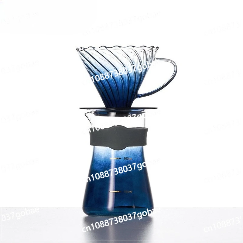 

Жаростойкая чашка для разделения чашек с фильтром для приготовления кофе, набор Blue Aurora Haoyue