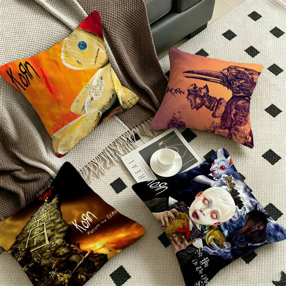 Rock Band K-Korn Pillow Covers Cartoon Sofa Decorative Home Double-sided Printing Short Plush Cute Cushion Cover