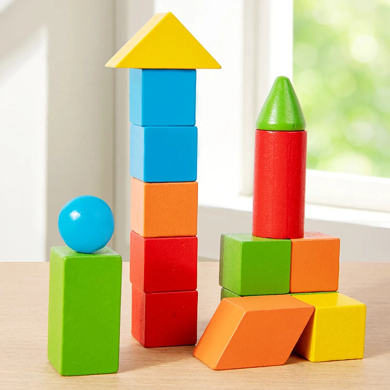 16/24/38 قطعة اللبنات الخشبية الساخنة مجموعة تجميعها اللبنات شكل الطفل اللون في وقت مبكر ألعاب تعليمية هدايا للأطفال #3