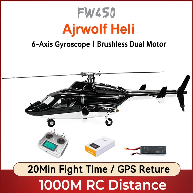 

FLY WING Airwolf FW450 V3 6CH Scale RC Helicopter PNP/RTF H1 Flight Control Gps Aircraft Simulation